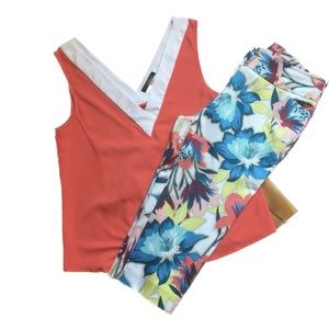 3/$25💥 Worthington Floral Tropical Print Stretch Capris Sz 4 D8